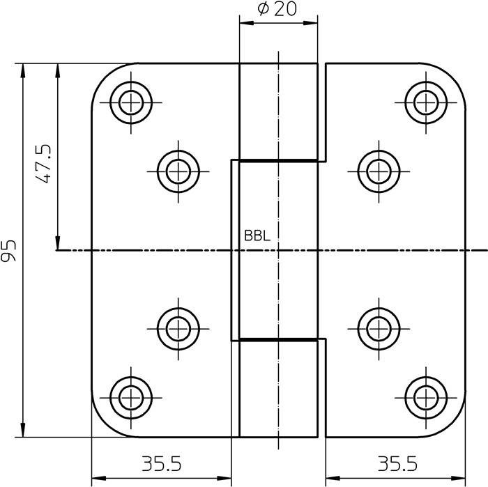 Objektband VARIANT VN 2929/100 STA m.vern.100kg 20mm DIN L/R stu.Tür SIMONSWERK