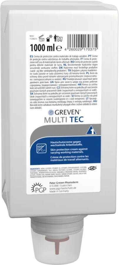 Hautschutzlotion GREVEN® MULTI TEC 13042-047 Inhalt 1 l Ausführung parfümiert Gebinde Varioflasche geeignet für Spender