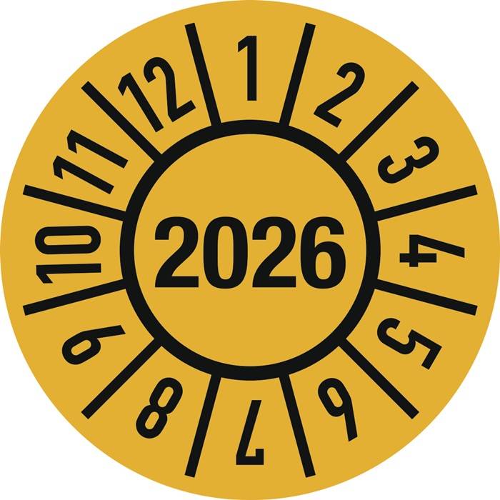 Einjahresprüfplakette D.15mm J.2026 m.Monaten Folie