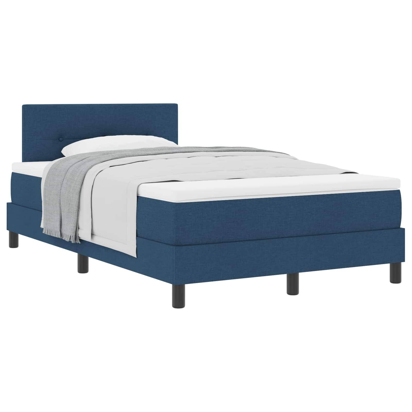 vidaXL Boxspringbett mit Kopfteil Blau 120 x 190 cm Stoff