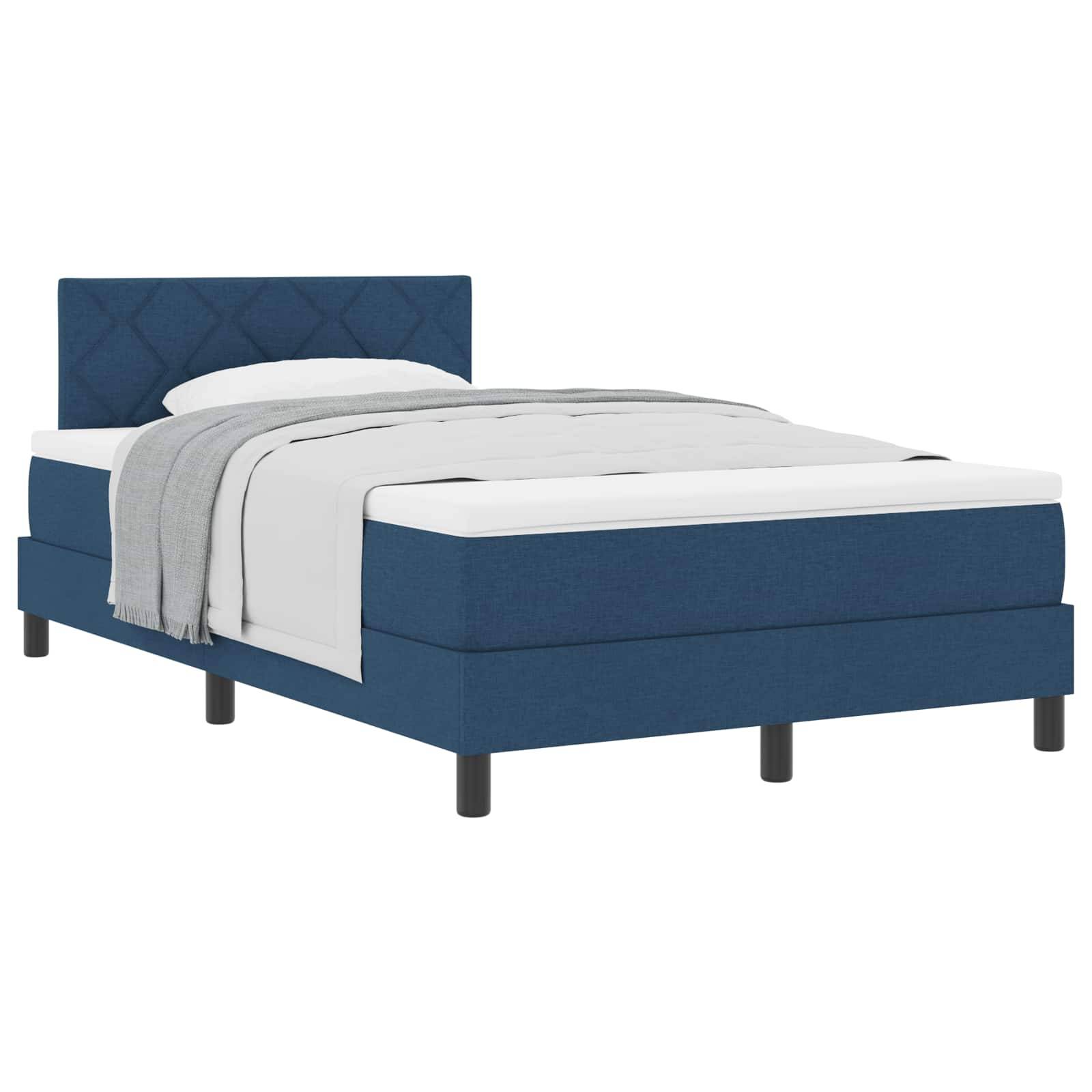 vidaXL Boxspringbett mit Kopfteil Blau 120 x 190 cm Stoff