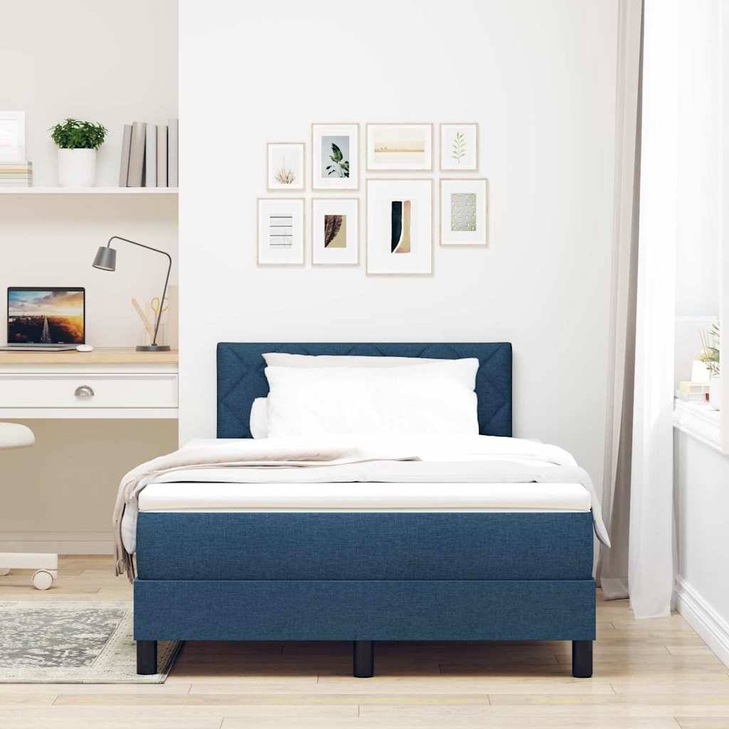 vidaXL Boxspringbett mit Kopfteil Blau 120 x 190 cm Stoff