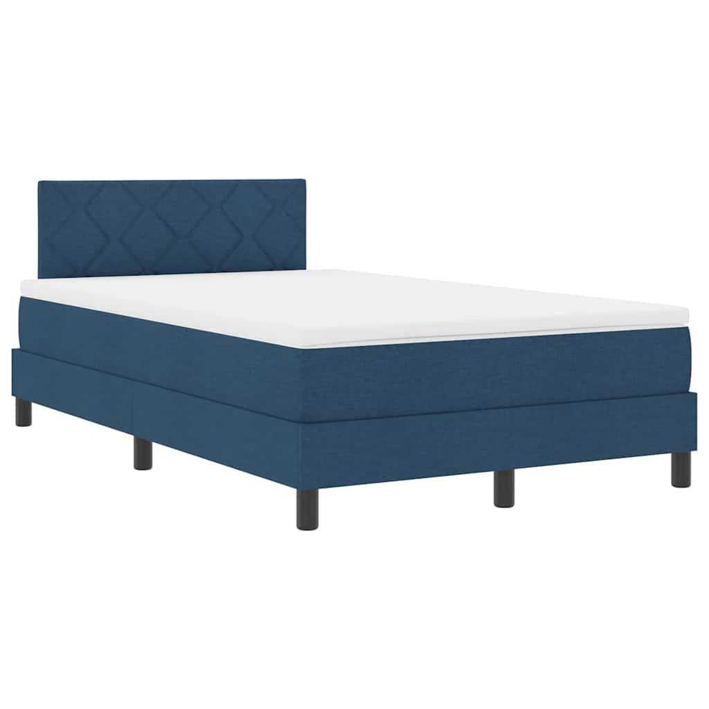 vidaXL Boxspringbett mit LED-Lichtleisten Blau 120 x 190 cm Stoff