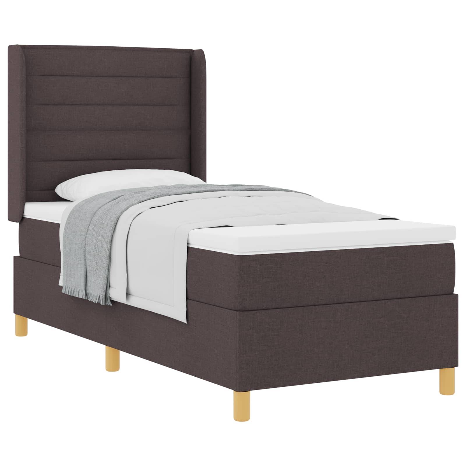 vidaXL Boxspringbett mit Matratze Dunkelbraun 90 x 190 cm Stoff
