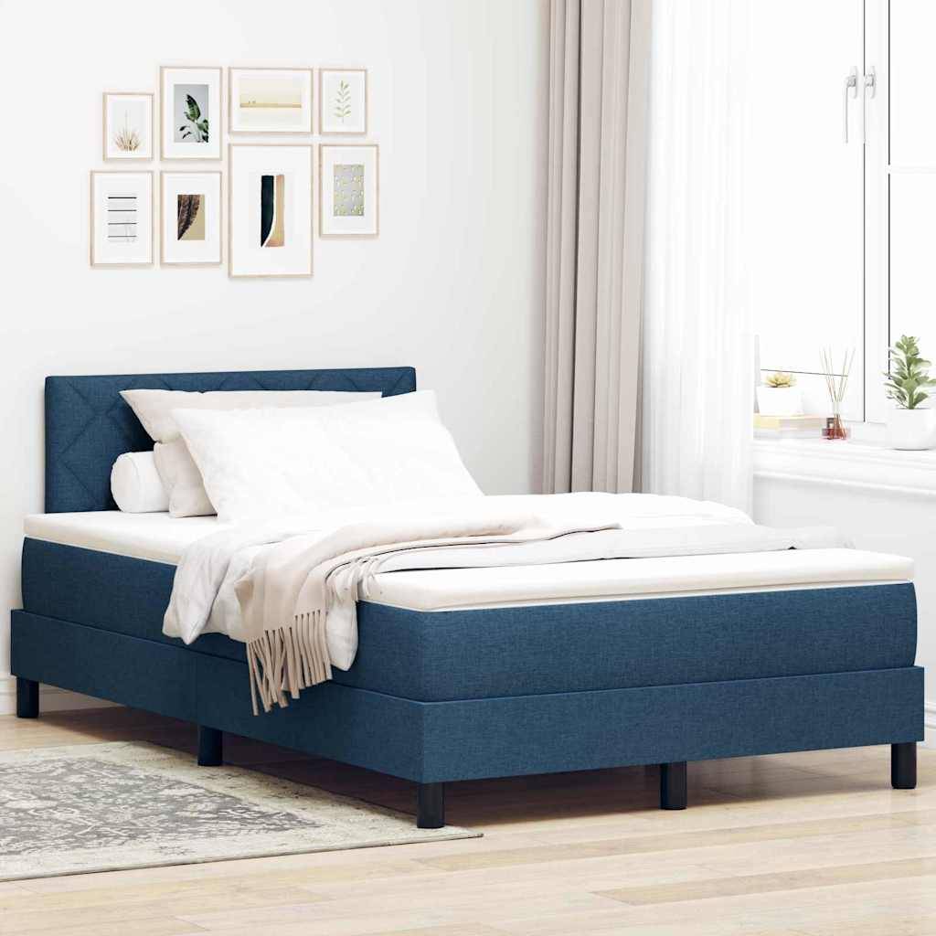 vidaXL Boxspringbett mit Kopfteil Blau 120 x 190 cm Stoff