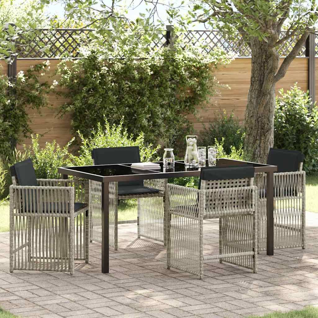 vidaXL Garten Essgruppe 5 pcs Hellgrau Poly-Rattan
