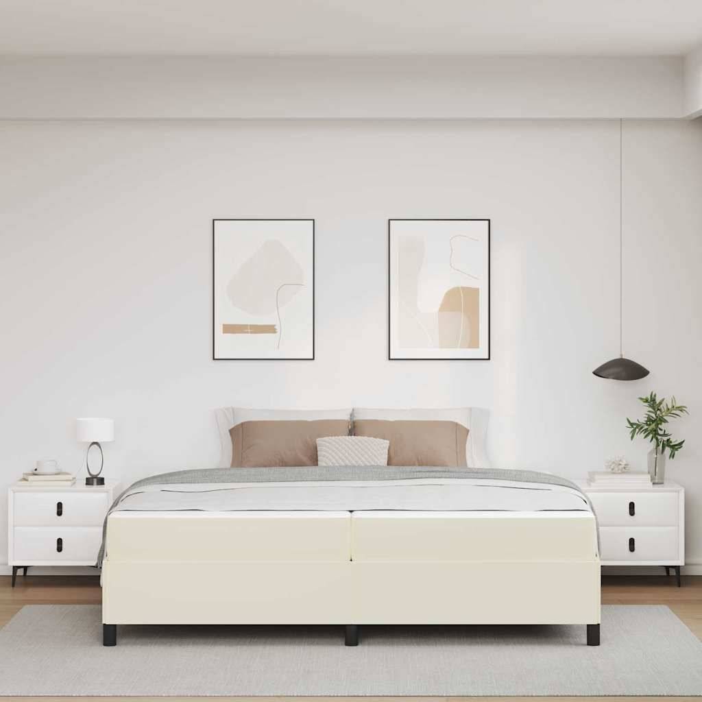 vidaXL Bettrahmen mit Matratze Creme 200 x 200 cm Stoff