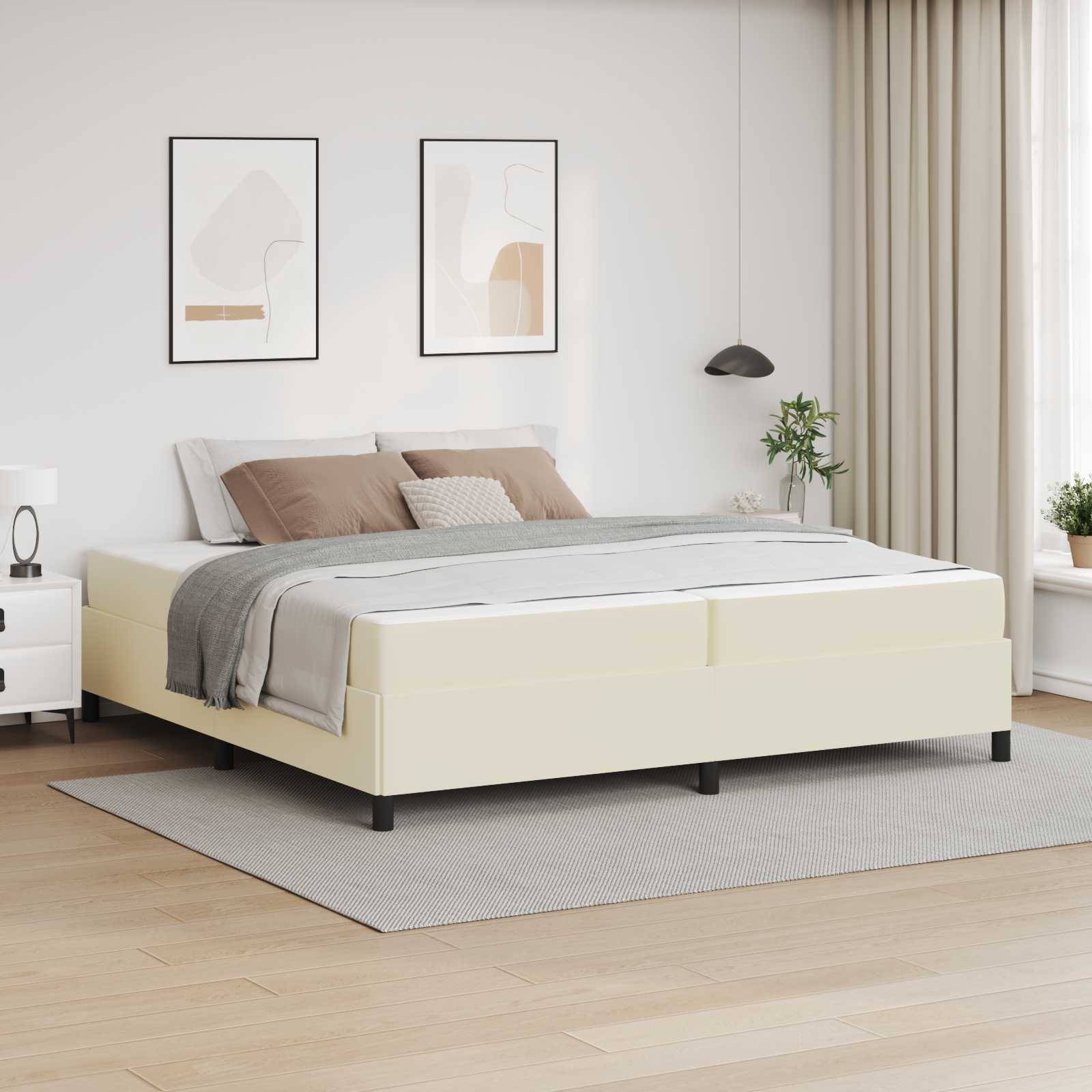 vidaXL Bettrahmen mit Matratze Creme 200 x 200 cm Stoff