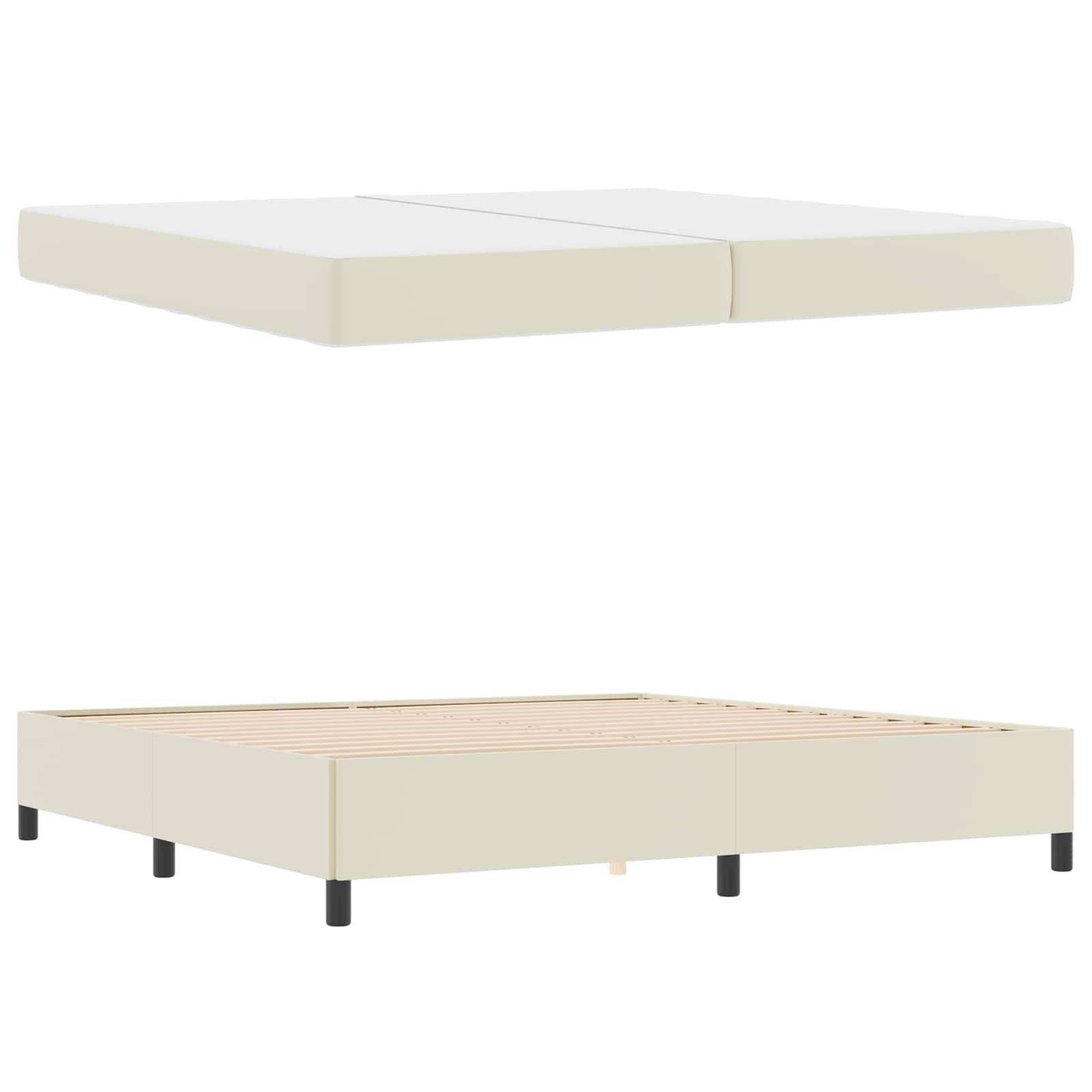 vidaXL Bettrahmen mit Matratze Creme 200 x 200 cm Stoff