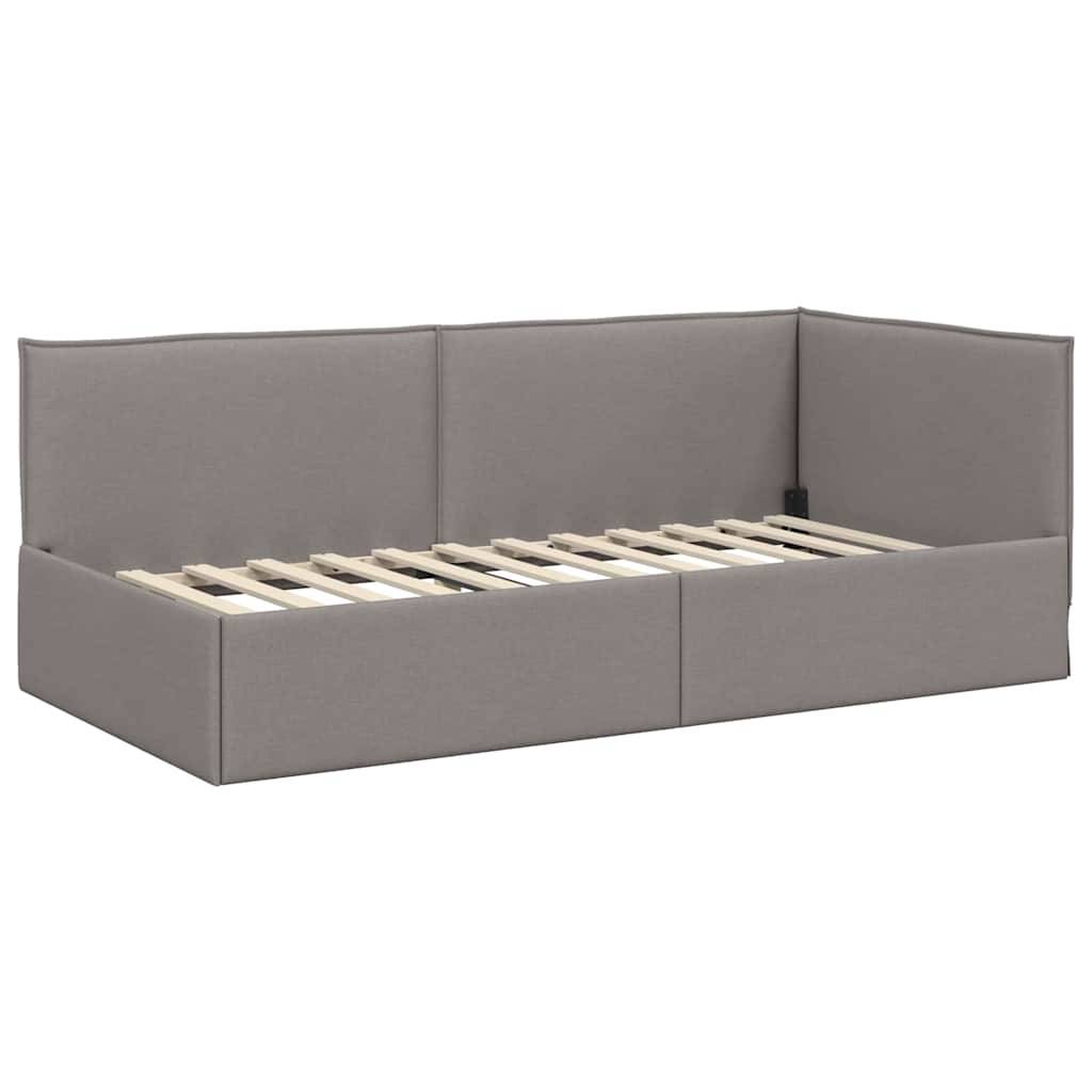 vidaXL Eckbettgestell mit Kopfteil Taupe 100 x 200 cm Stoff