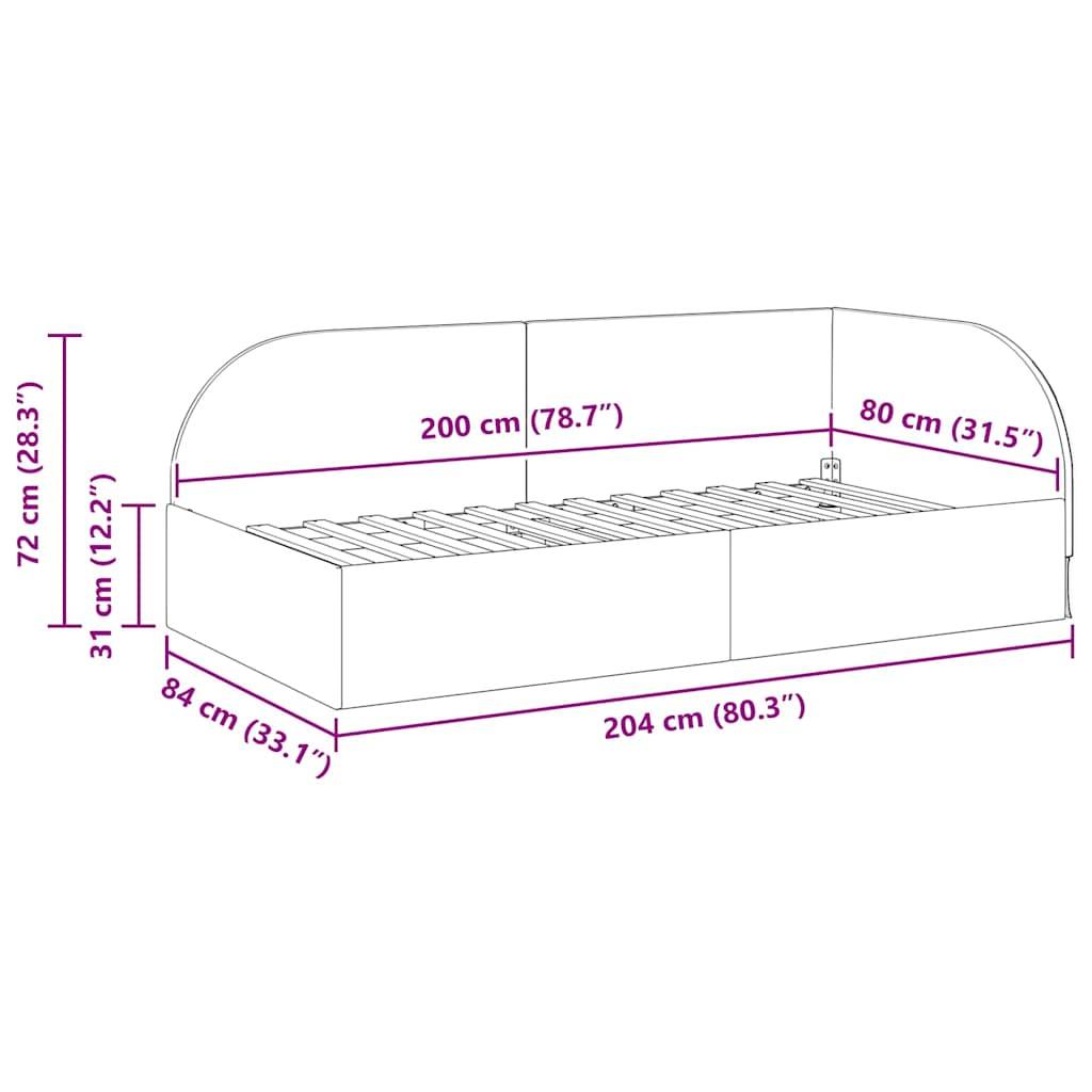vidaXL Eckbettgestell mit Kopfteil Dunkelgrau 80 cm x 200 cm Samt