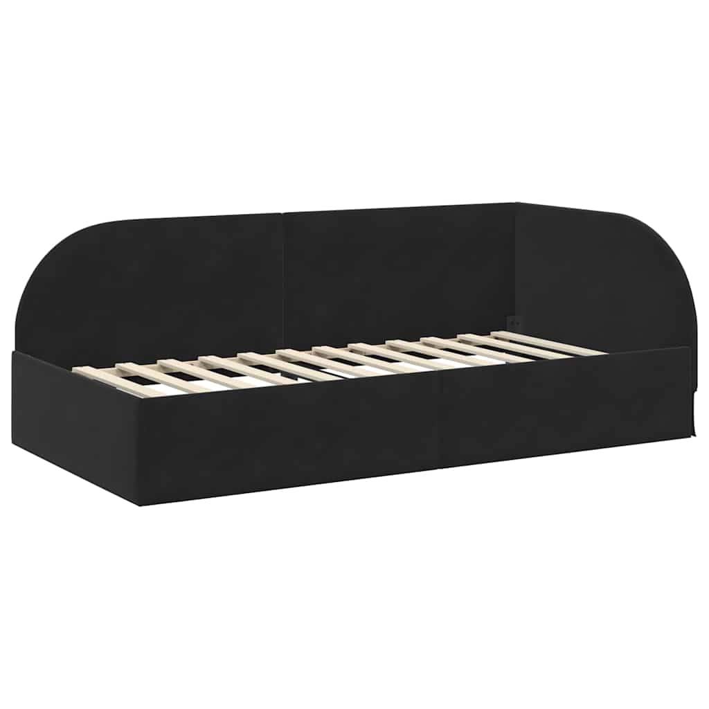 vidaXL Eckbettgestell mit Kopfteil Schwarz 90 cm x 200 cm Samt