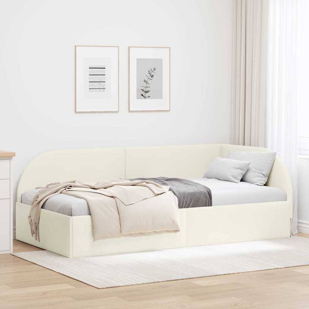 vidaXL Eckbettgestell mit Kopfteil Creme 90 cm x 200 cm Samt