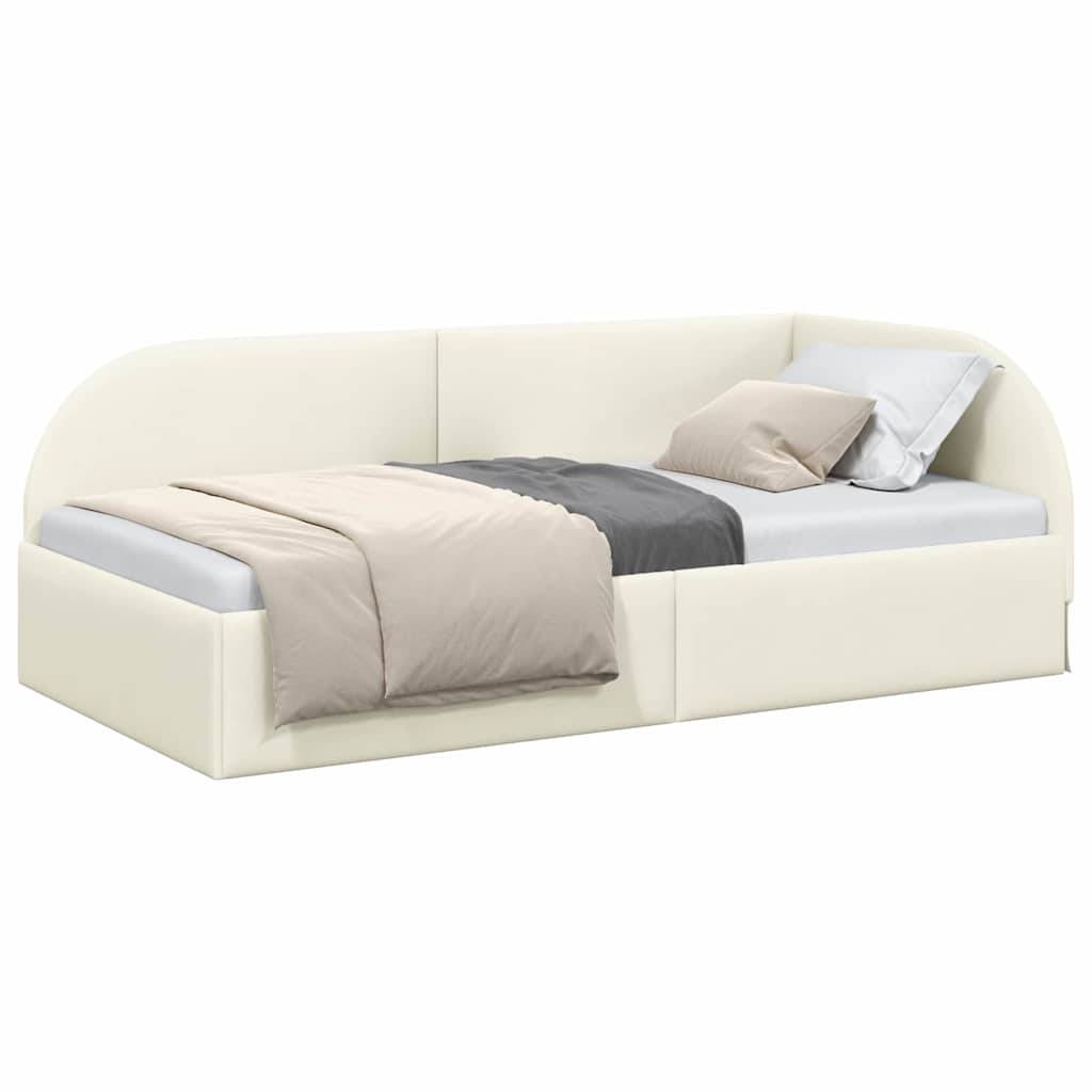 vidaXL Eckbettgestell mit Kopfteil Creme 90 cm x 200 cm Samt