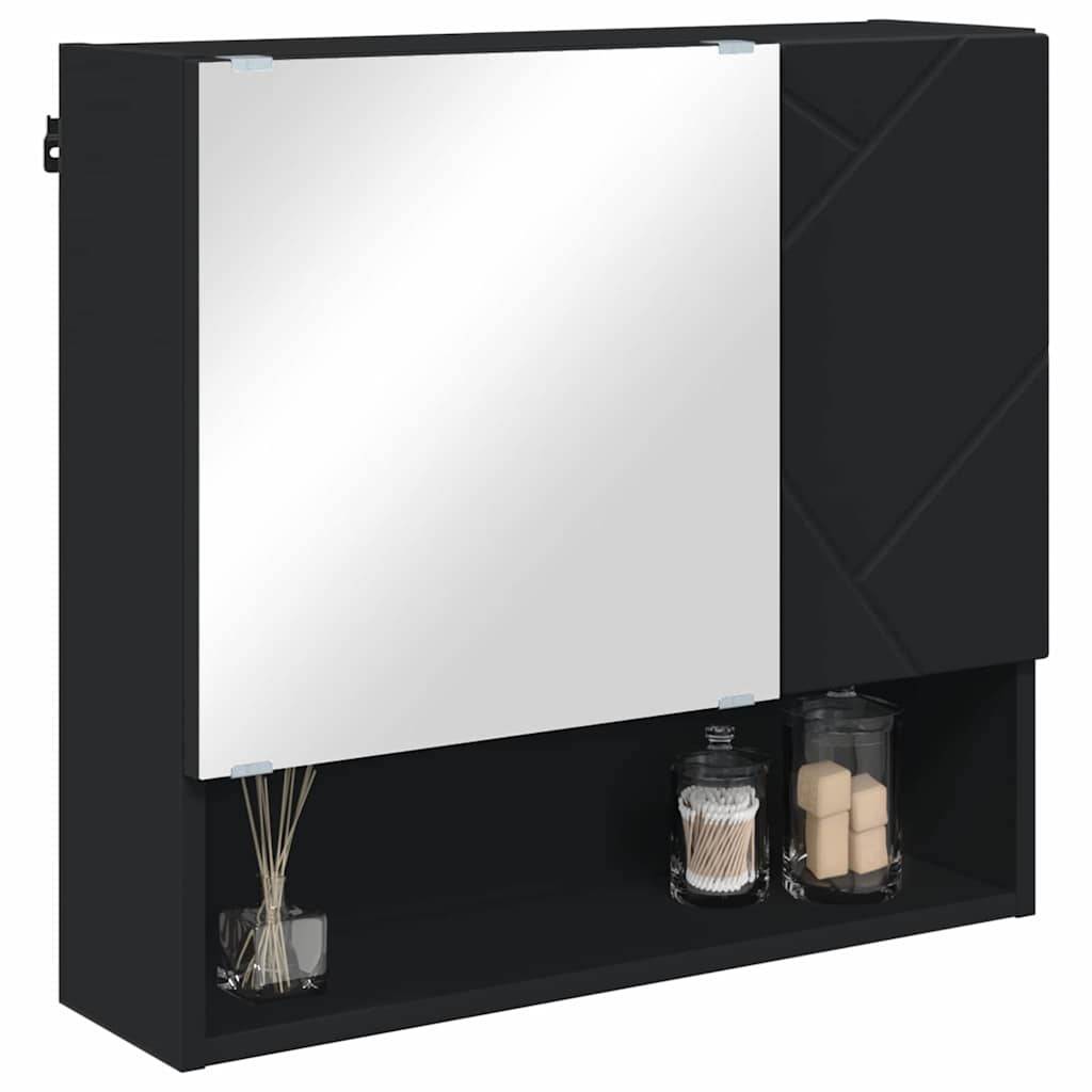 vidaXL Spiegelschrank mit Tür Schwarz 59 x 17 x 55 cm Holzwerkstoff