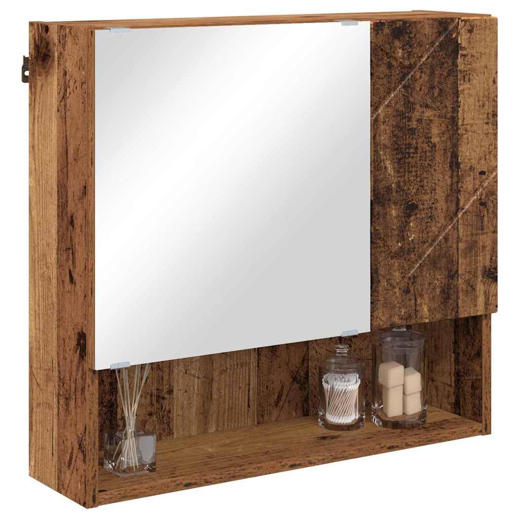 vidaXL Spiegelschrank mit Tür Altholz 59 x 17 x 55 cm Holzwerkstoff