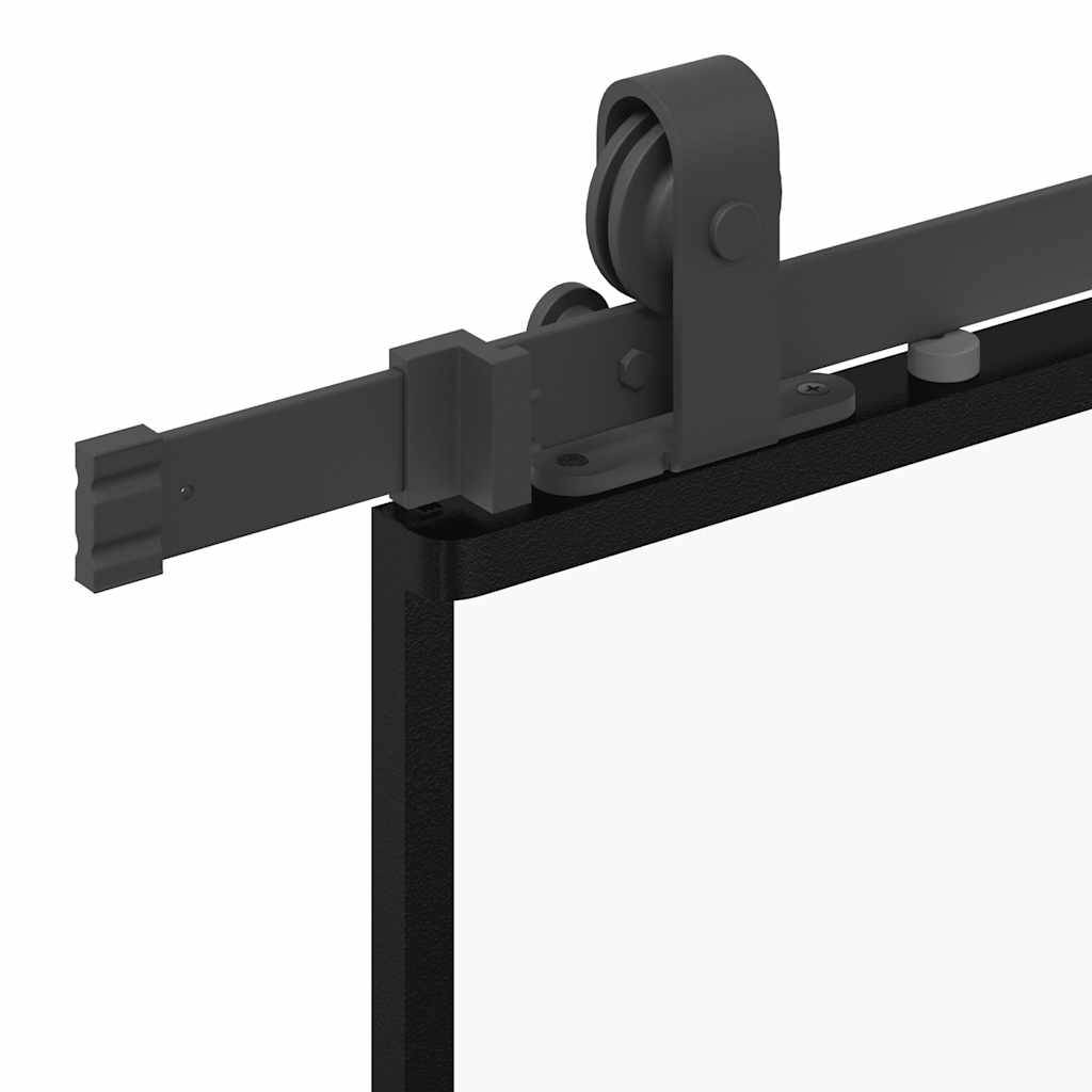 vidaXL Schiebetür mit Beschlag Schwarz 102,5x205 cm Hartglas