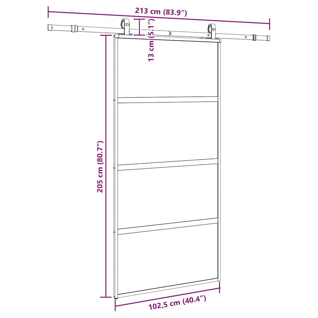 vidaXL Schiebetür mit Beschlag Schwarz 102,5x205 cm Hartglas