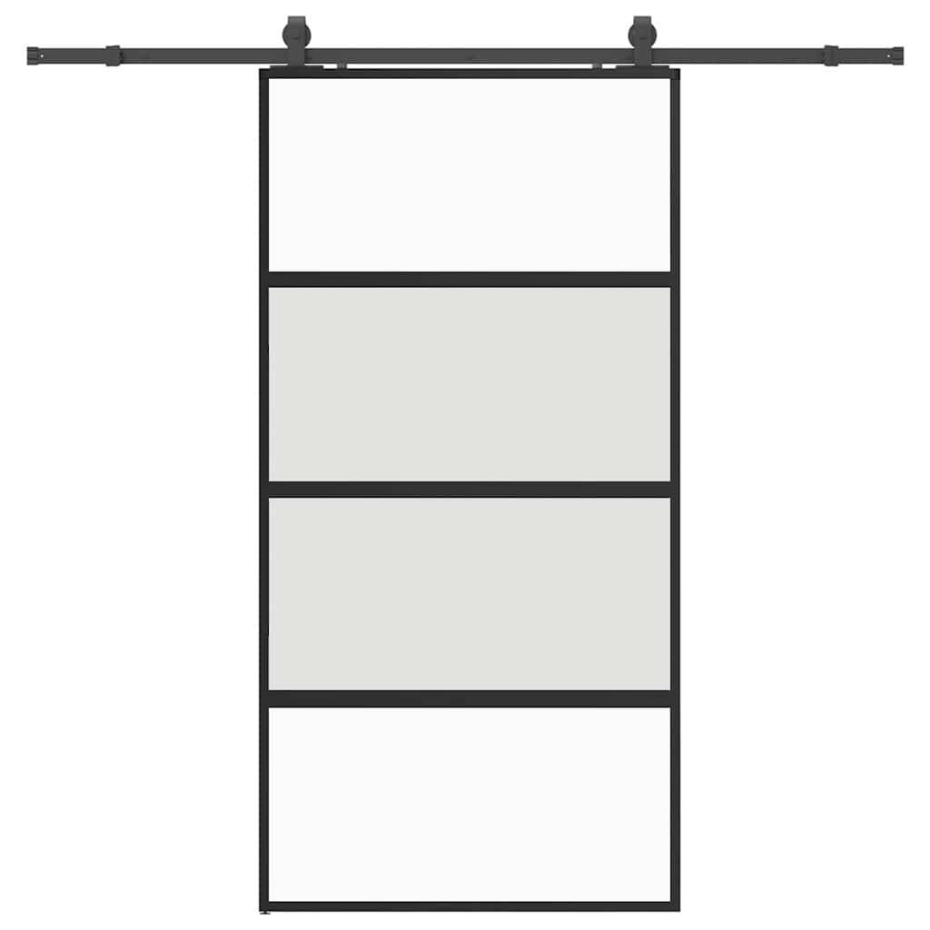 vidaXL Schiebetür mit Beschlag Schwarz 102,5x205 cm Hartglas