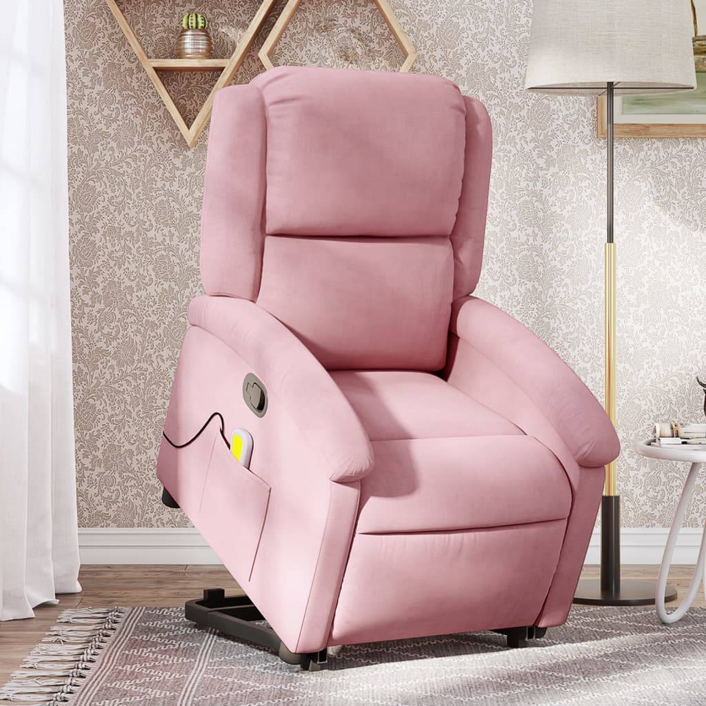 vidaXL Massagesessel mit Aufstehhilfe Rosa Samt