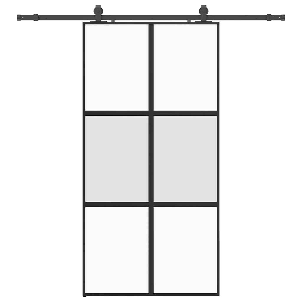 vidaXL Schiebetür mit Beschlag Schwarz 102,5x205 cm Hartglas