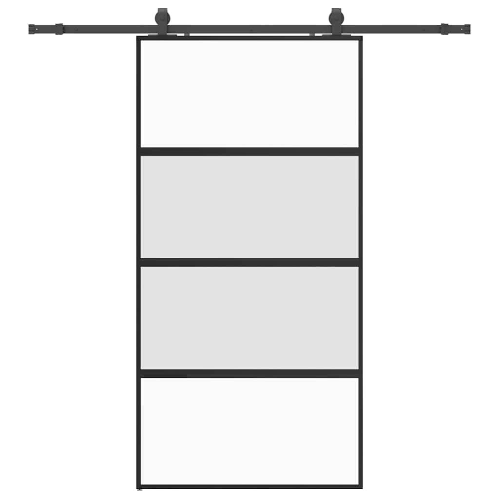 vidaXL Schiebetür mit Beschlag Schwarz 102,5x205 cm Hartglas