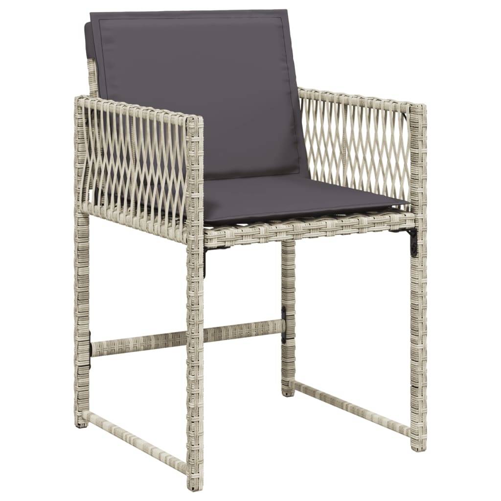vidaXL 9-tlg. Garten-Essgruppe mit Kissen Hellgrau Poly Rattan