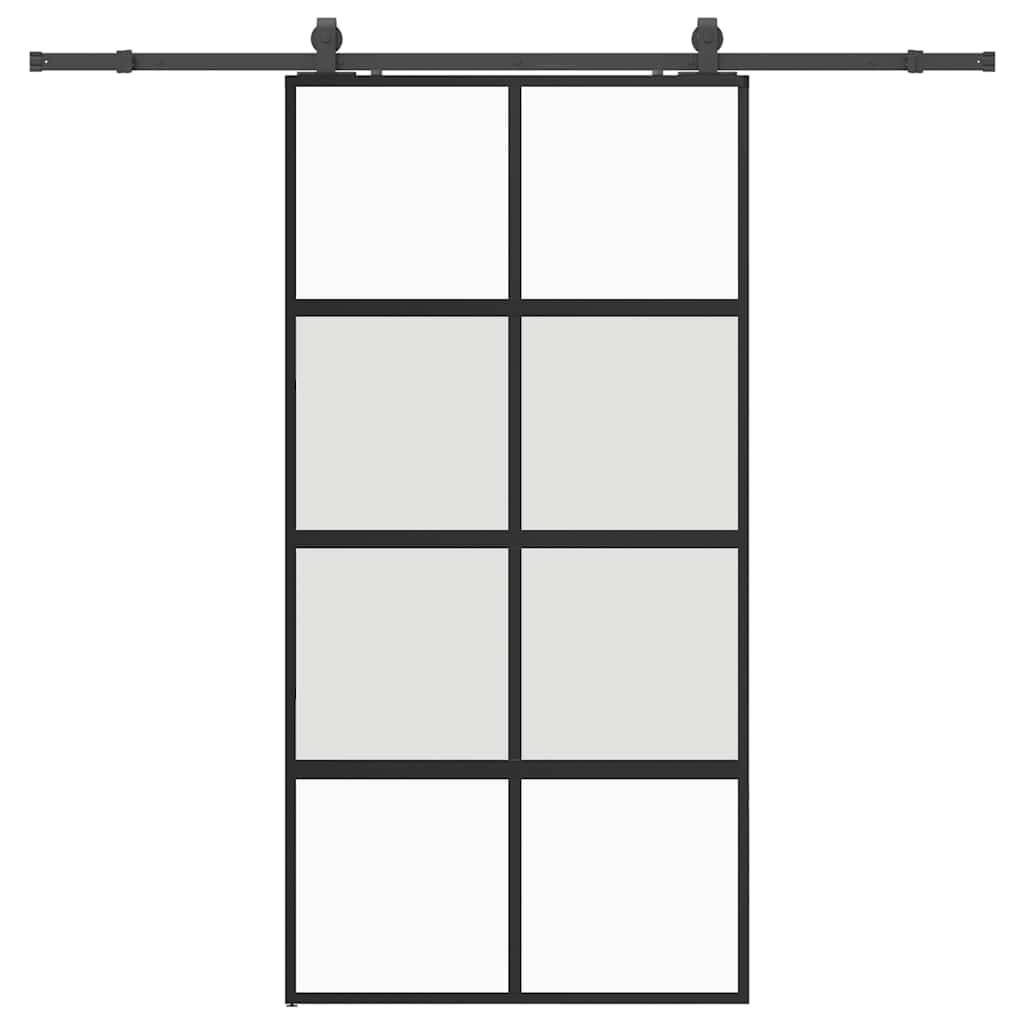 vidaXL Schiebetür mit Beschlag Schwarz 102,5x205 cm Hartglas