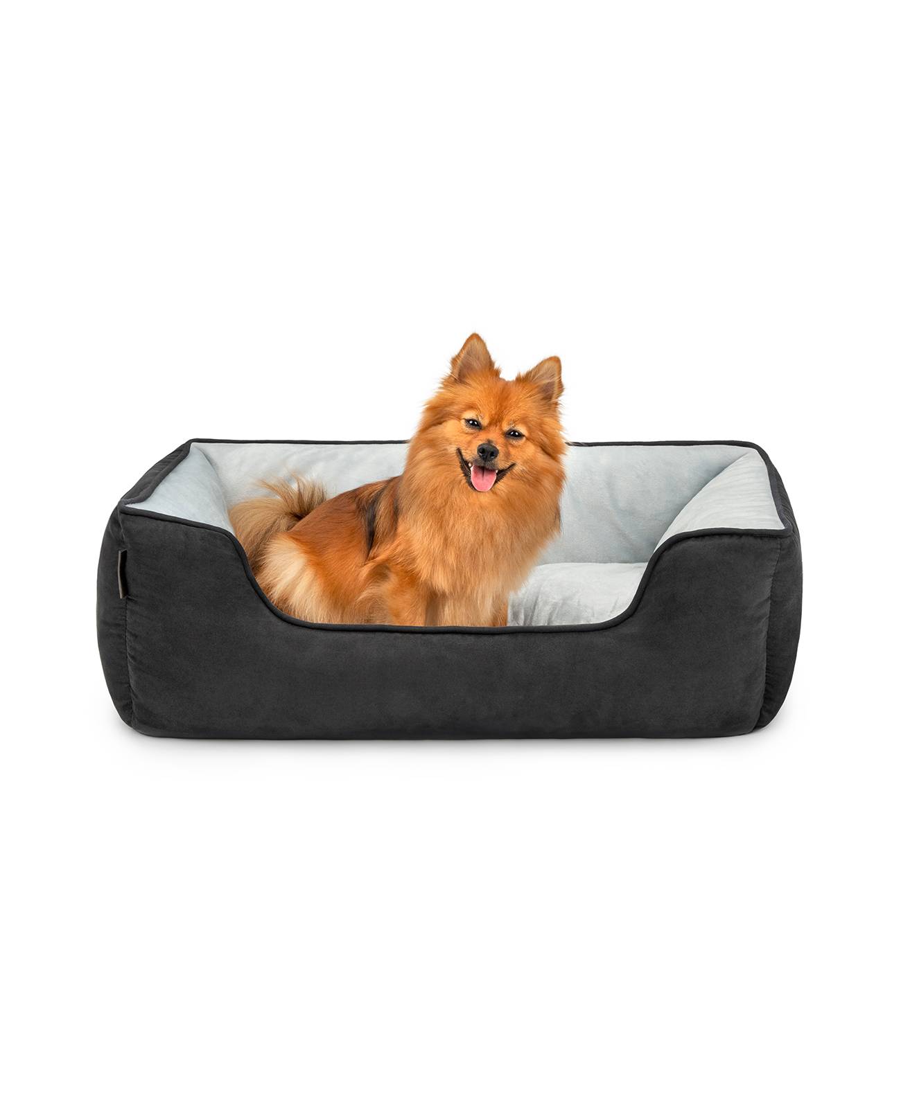 lionto Hundebett – 2-in-1 Wendekörbchen, weich gepolstert & pflegeleicht, mit tiefem Einstieg, 80x60 cm, schwarz/grau