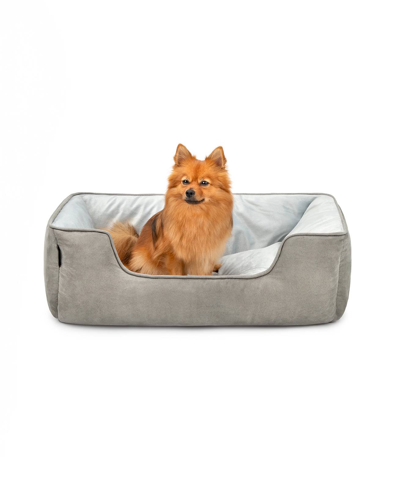 lionto Hundebett – 2-in-1 Wendekörbchen, weich gepolstert & pflegeleicht, mit tiefem Einstieg, 80x60 cm, hellgrau/dunkelgrau