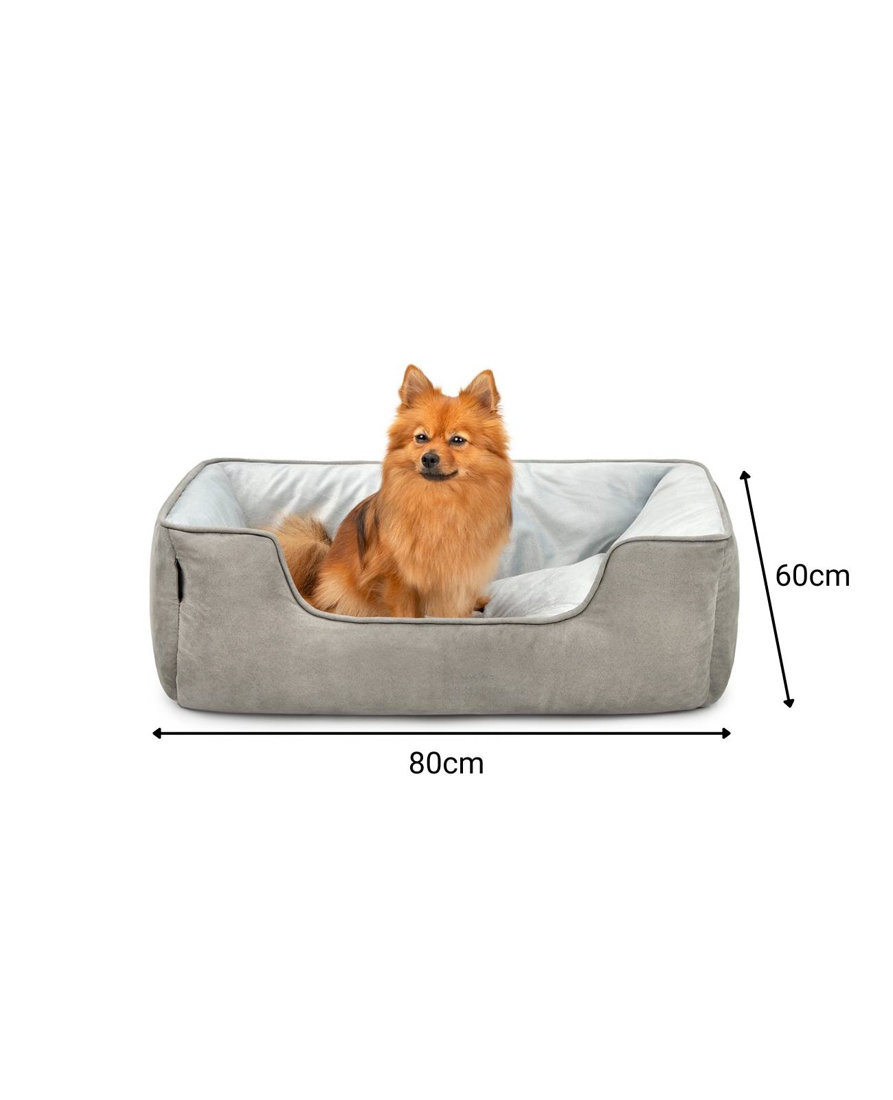 lionto Hundebett – 2-in-1 Wendekörbchen, weich gepolstert & pflegeleicht, mit tiefem Einstieg, 80x60 cm, hellgrau/dunkelgrau