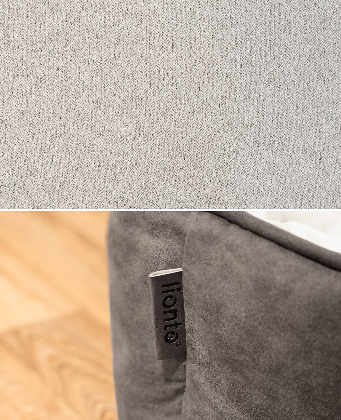 lionto Hundebett – 2-in-1 Wendekörbchen, weich gepolstert & pflegeleicht, mit tiefem Einstieg, 110x80 cm, hellgrau/dunkelgrau