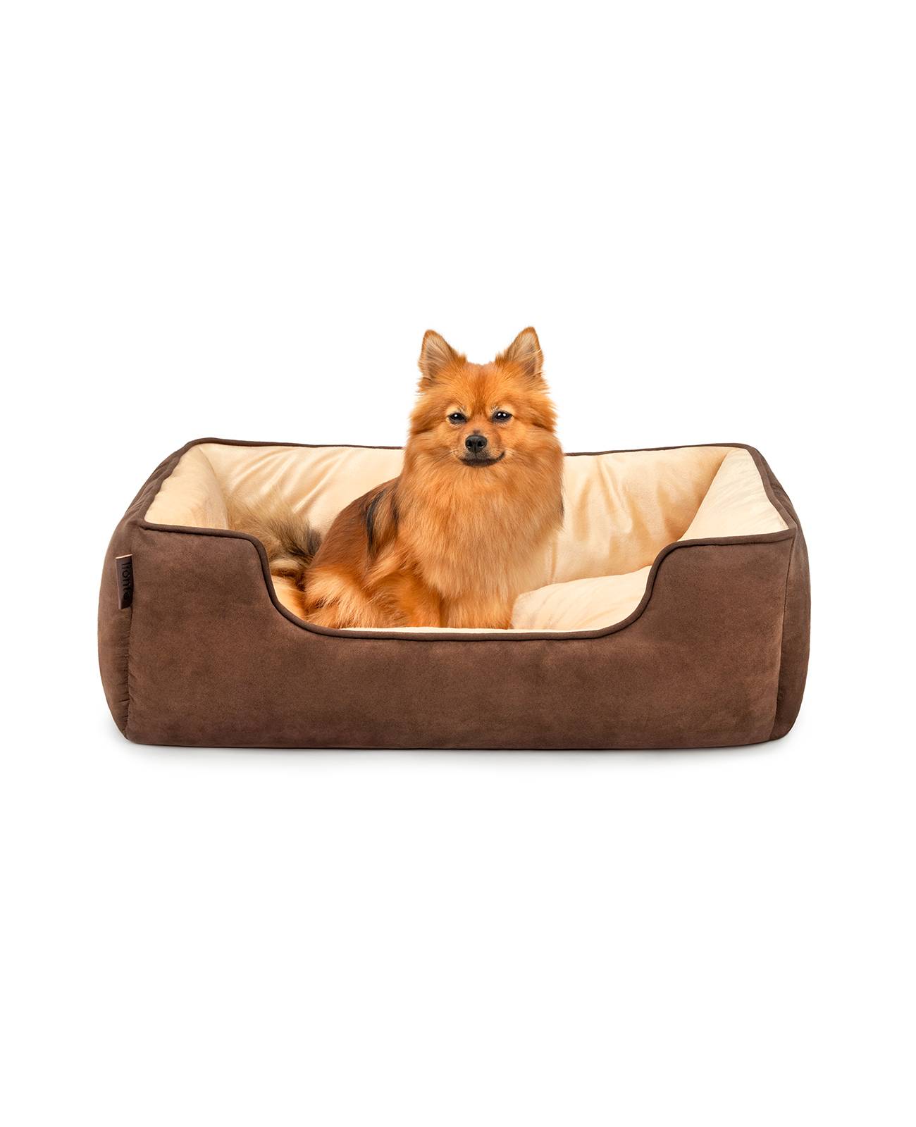 lionto Hundebett – 2-in-1 Wendekörbchen, weich gepolstert & pflegeleicht, mit tiefem Einstieg, 80x60 cm, braun/beige