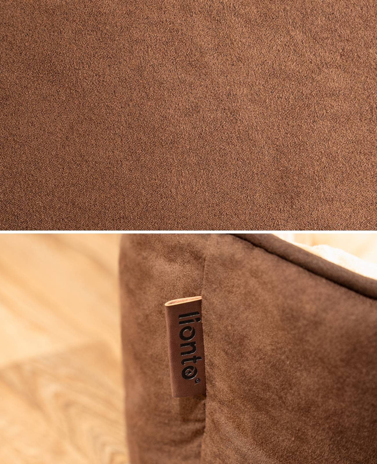 lionto Hundebett – 2-in-1 Wendekörbchen, weich gepolstert & pflegeleicht, mit tiefem Einstieg, 60x50 cm, braun/beige