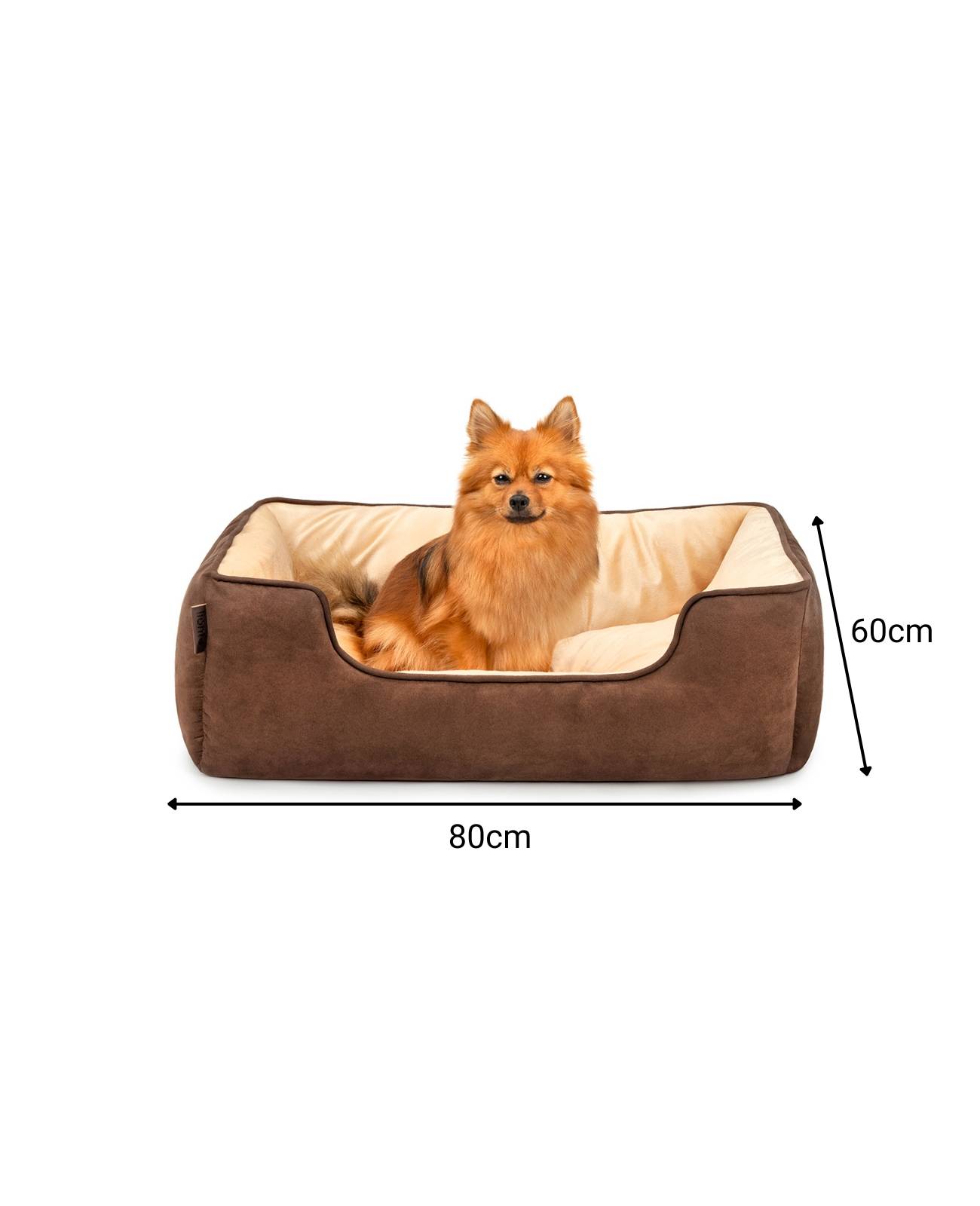 lionto Hundebett – 2-in-1 Wendekörbchen, weich gepolstert & pflegeleicht, mit tiefem Einstieg, 80x60 cm, braun/beige