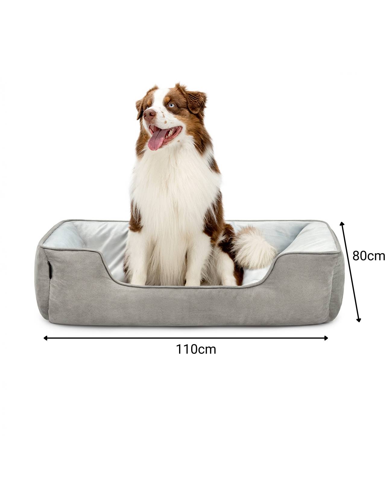 lionto Hundebett – 2-in-1 Wendekörbchen, weich gepolstert & pflegeleicht, mit tiefem Einstieg, 110x80 cm, hellgrau/dunkelgrau