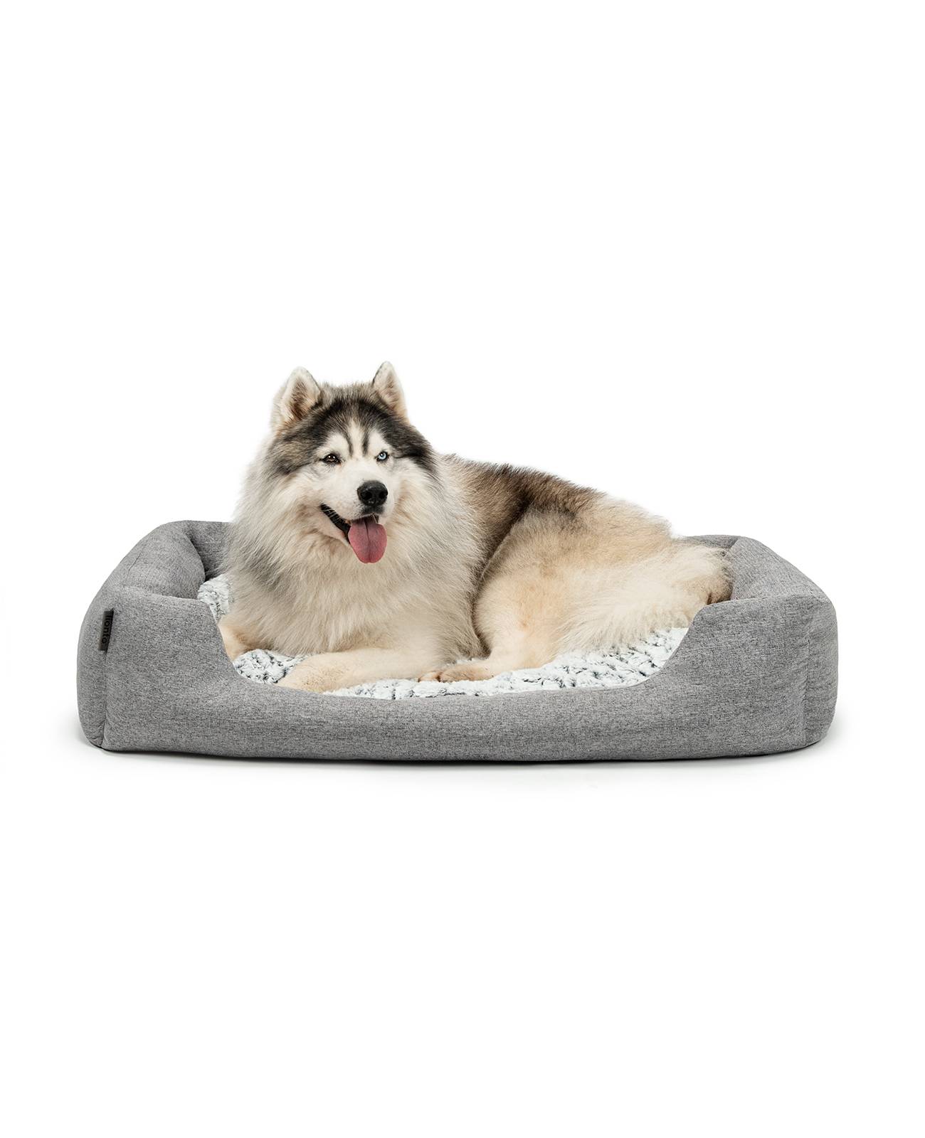 lionto Kuschelbett für Hunde, gemütliches Hundebett mit herausnehmbarem Wendekissen, rutschfestem Boden, 110x80 cm, grau