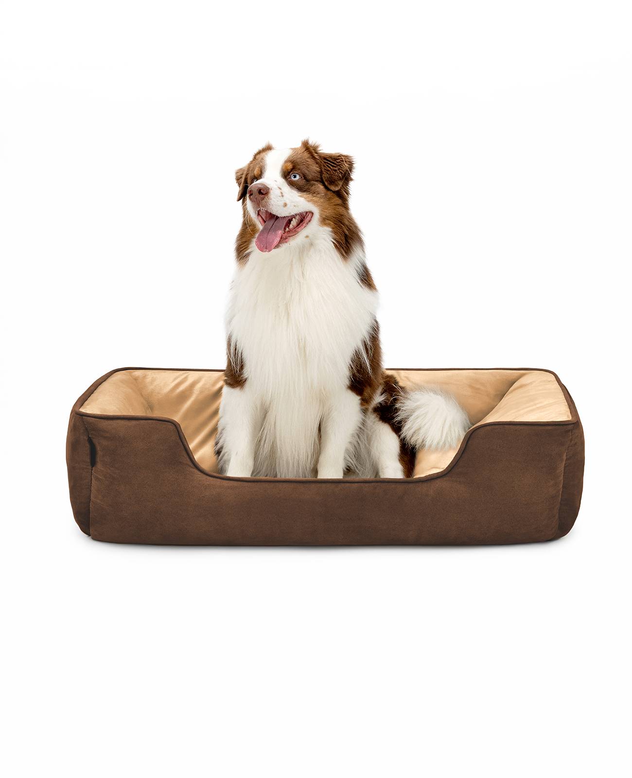 lionto Hundebett – 2-in-1 Wendekörbchen, weich gepolstert & pflegeleicht, mit tiefem Einstieg, 110x80 cm, braun/beige