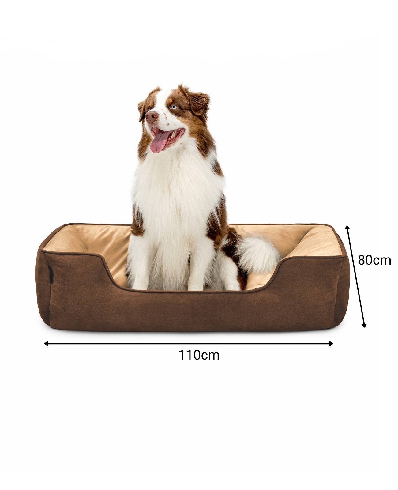 lionto Hundebett – 2-in-1 Wendekörbchen, weich gepolstert & pflegeleicht, mit tiefem Einstieg, 110x80 cm, braun/beige