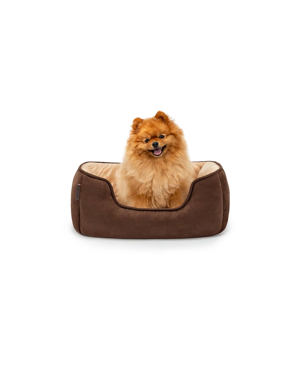 lionto Hundebett – 2-in-1 Wendekörbchen, weich gepolstert & pflegeleicht, mit tiefem Einstieg, 60x50 cm, braun/beige