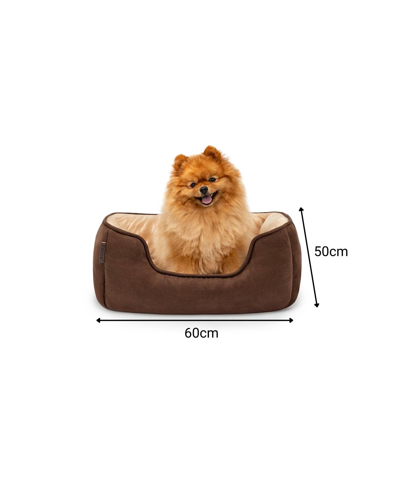 lionto Hundebett – 2-in-1 Wendekörbchen, weich gepolstert & pflegeleicht, mit tiefem Einstieg, 60x50 cm, braun/beige