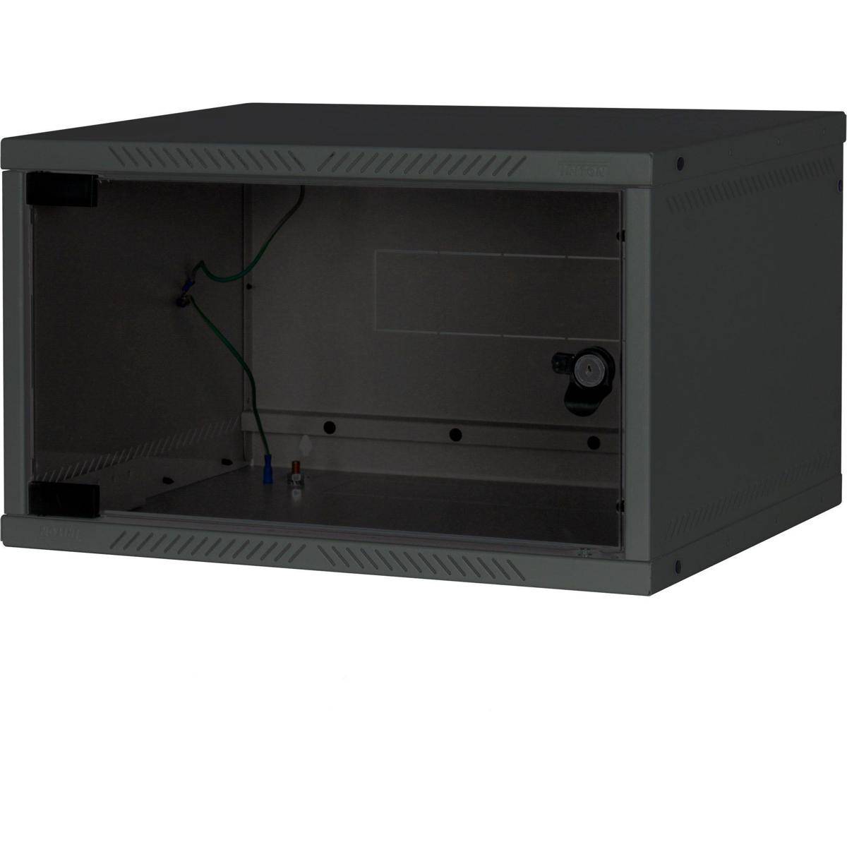 19" Wandschrank zerlegbar, einteilig 6HE395mm, Glastür, schwarz