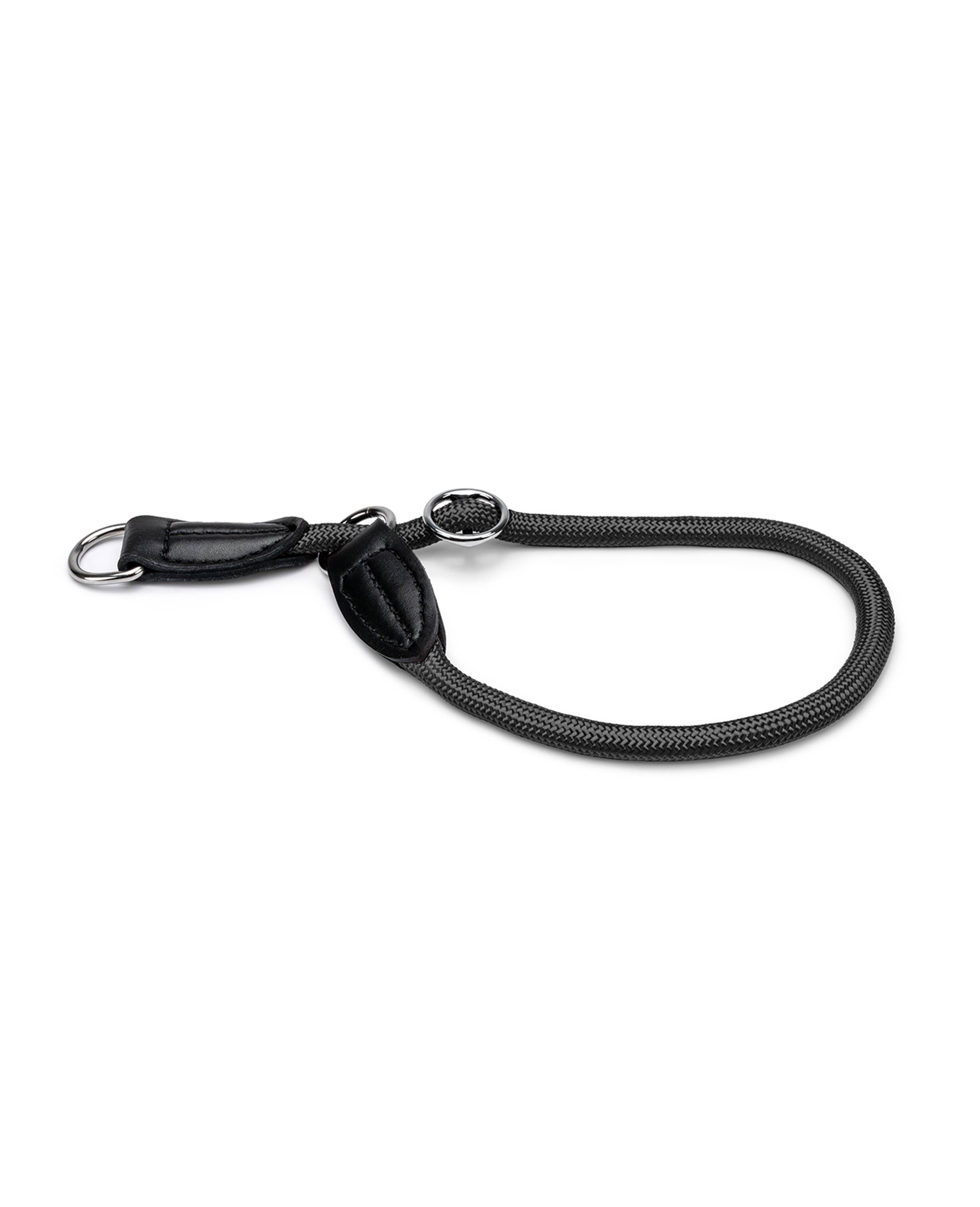lionto Zugstopp-Halsband, verstellbar & leicht, Retrieverhalsband aus Nylon mit Stoppring, Länge 55 cm, Durchmesser 1 cm, schwarz