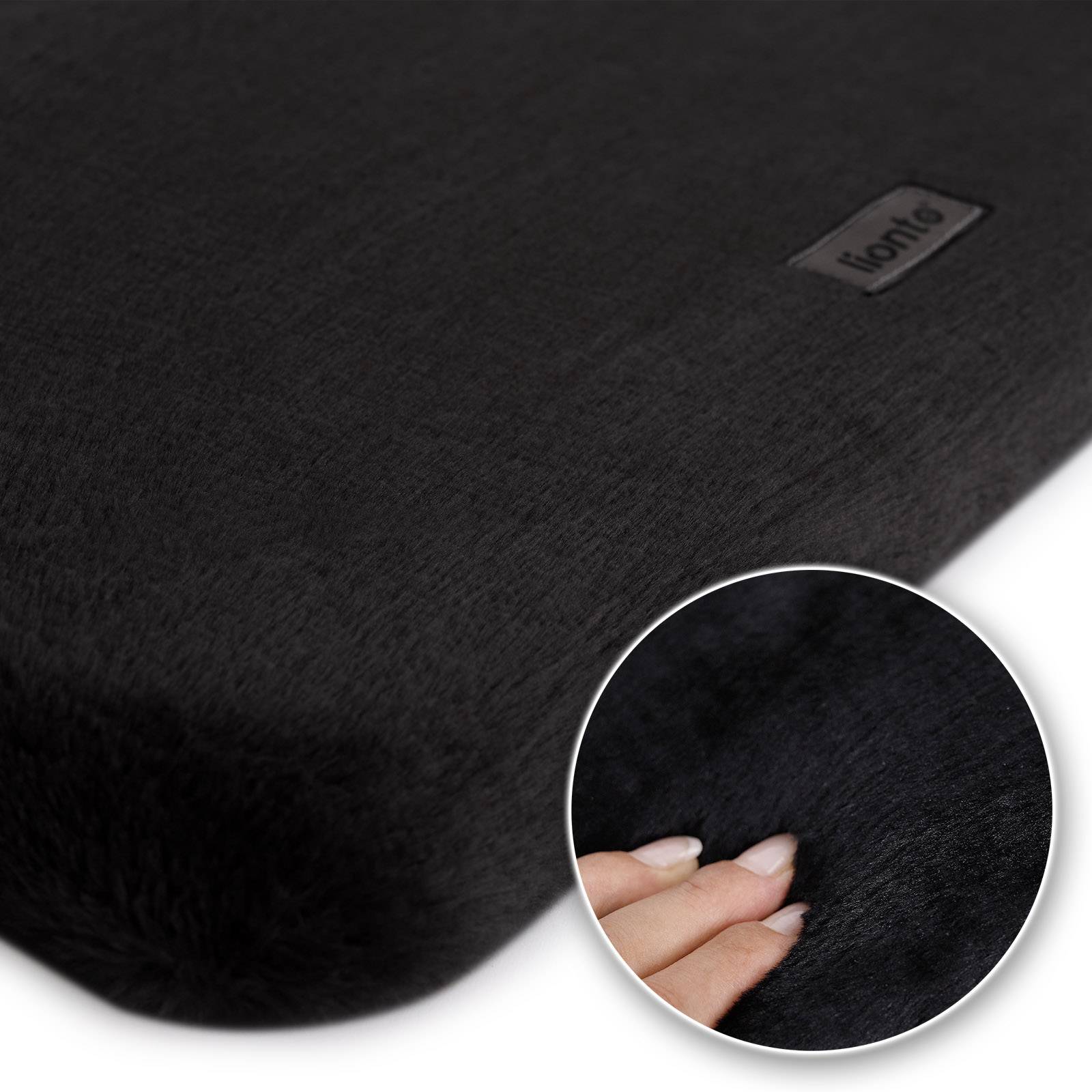 lionto Fensterbrettliege, weiche Katzenliege mit Plüschbezug, stabiler Befestigung & 15 kg Tragkraft, 35x50 cm, schwarz