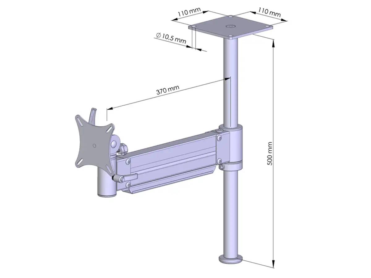TFT-Lift Monitorhalter für 1 Bildschirm mit Deckenhalter 17"-32" 9001 (Cremeweiß)