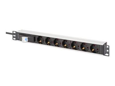 DIGITUS Steckdosenleiste 7-fach 19 Alu. 1HE schwarz Multimedia-Technik 19 Zubehör