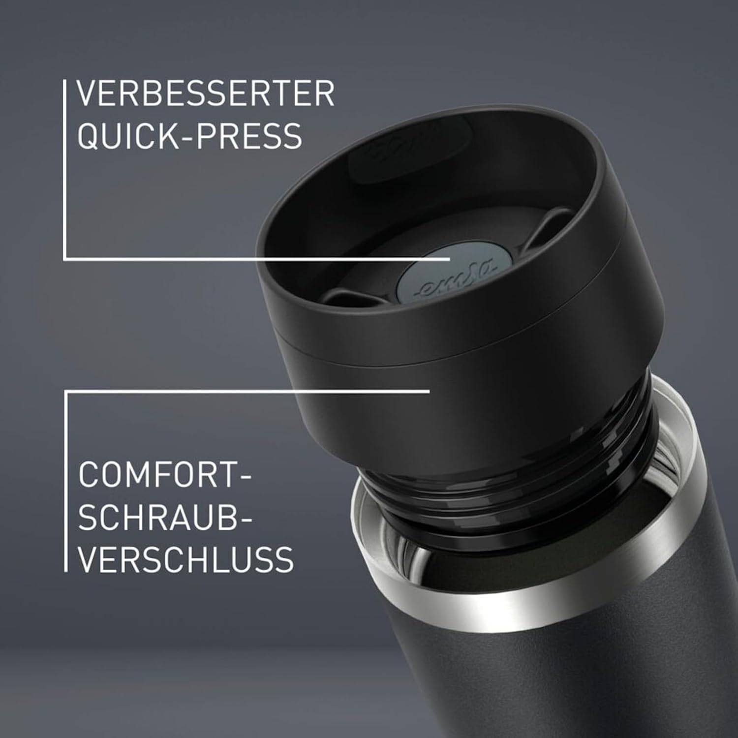 EMSA N2023550 Travel Mug Classic 0,5 Liter Thermobecher Edelstahl schwarz