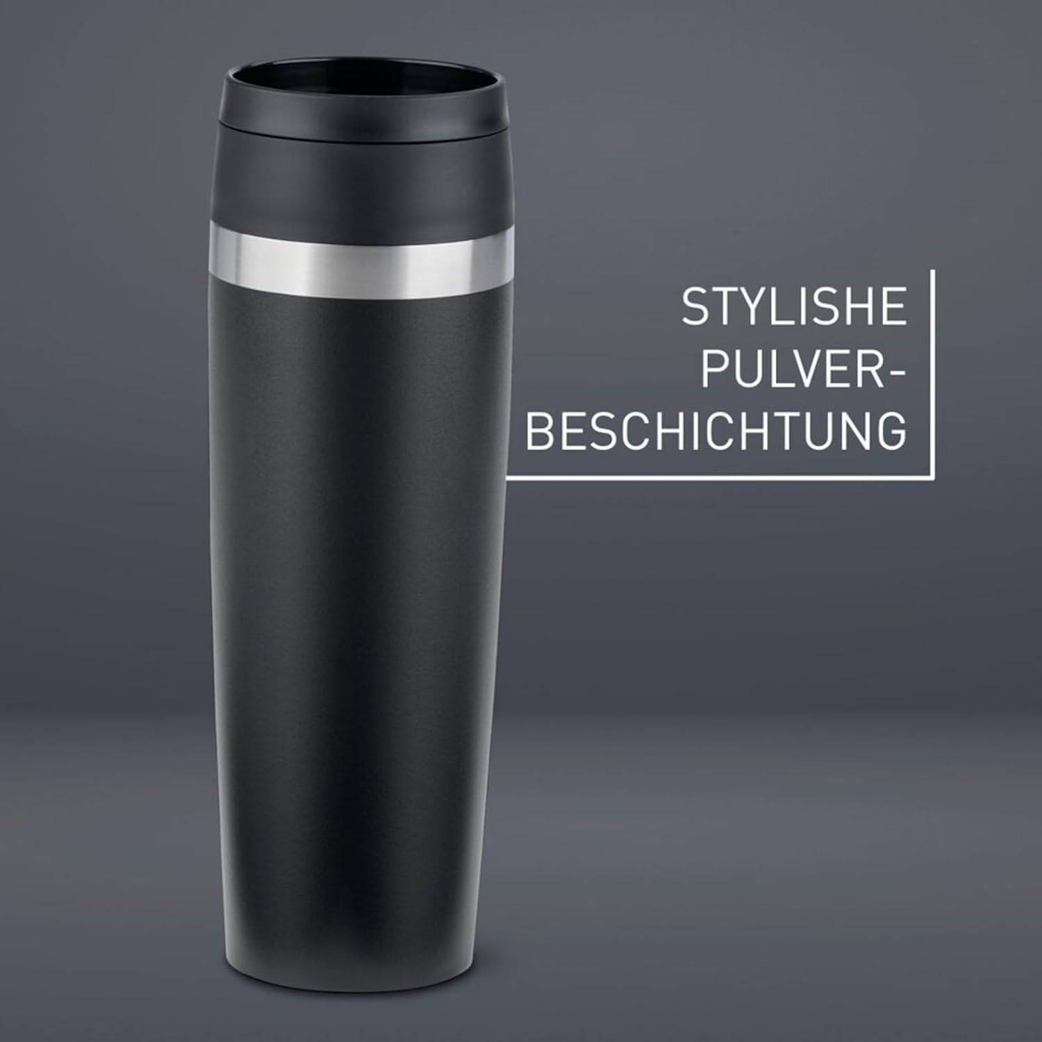 EMSA N2023550 Travel Mug Classic 0,5 Liter Thermobecher Edelstahl schwarz