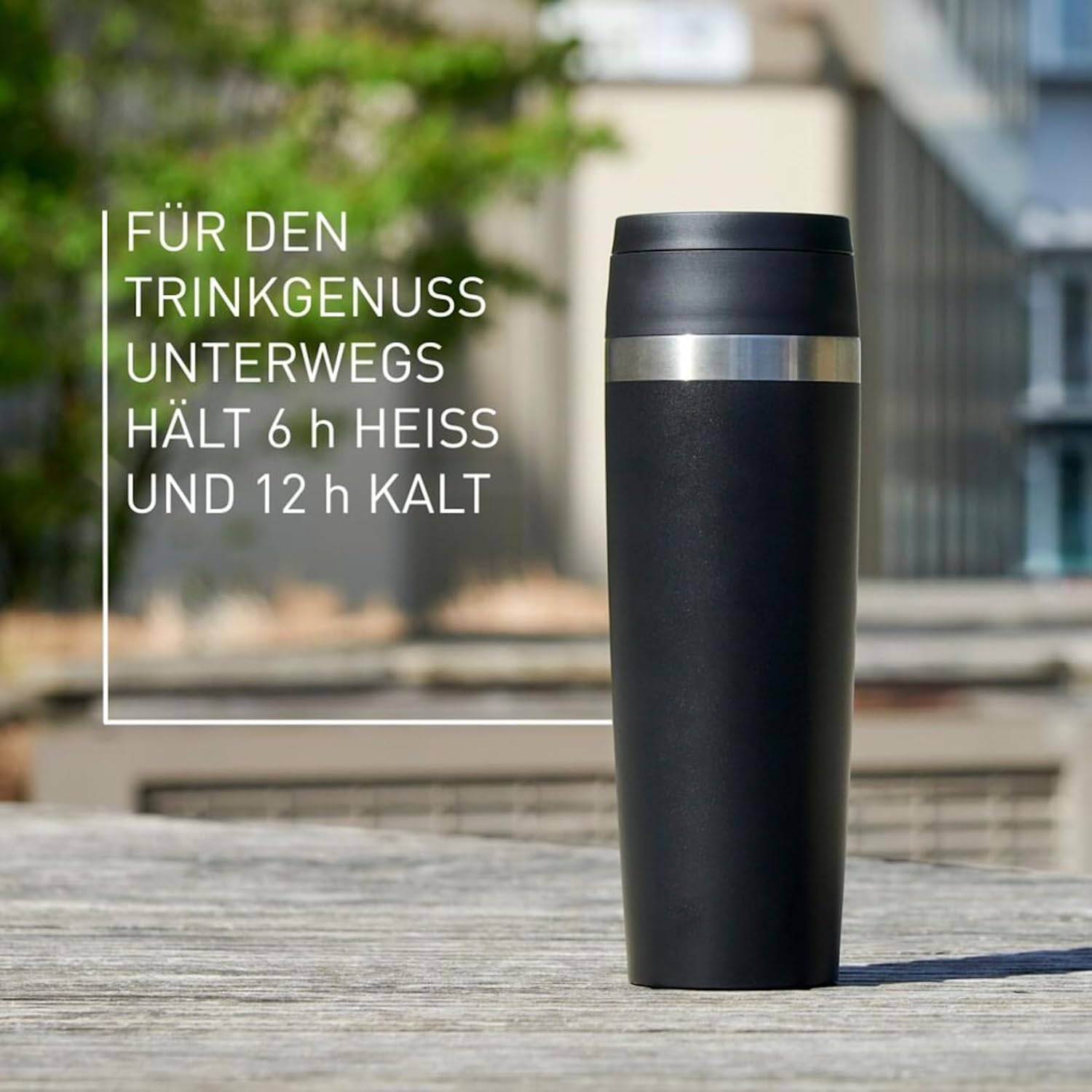EMSA N2023550 Travel Mug Classic 0,5 Liter Thermobecher Edelstahl schwarz