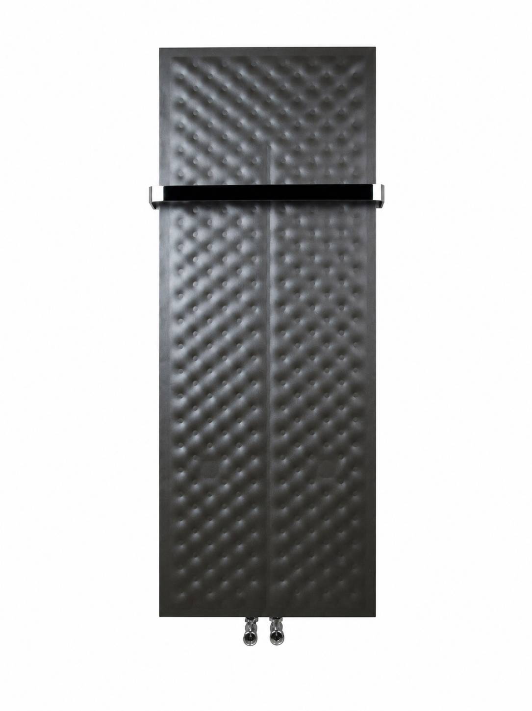 PILLOW Design Heizkörper flach 450 mm x 1600 mm Mittelanschluss inkl. Chrom-Handtuchhalter, schwarz